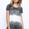 Picadilly Canada | Puffed Sleeve Mixed Fabric Top Grey / White