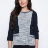 Picadilly Canada | 3/4 Sleeve Solid Combined Top Periwinkle