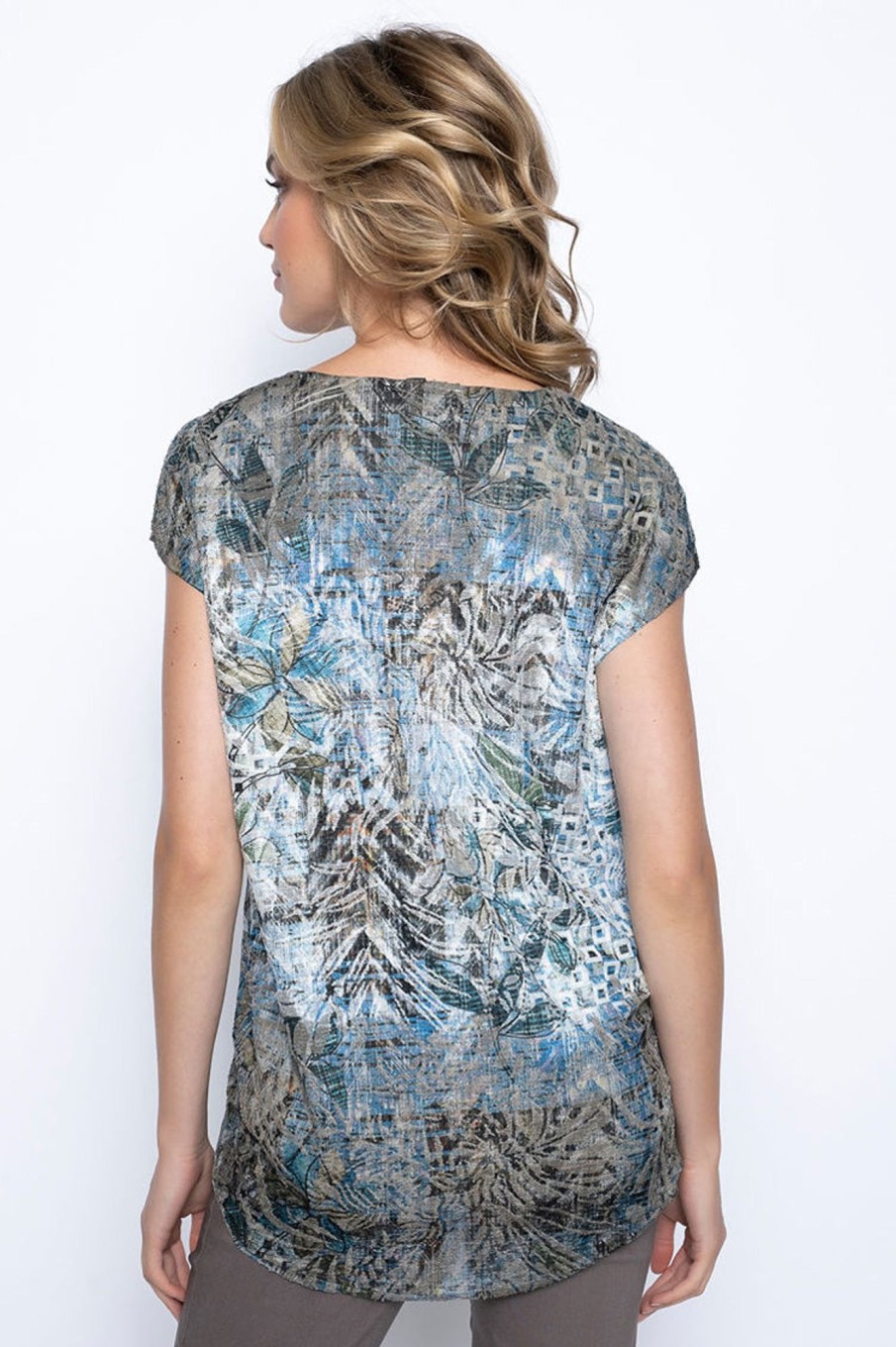 Picadilly Canada | High-Low Hem Top Blue/Taupe