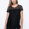 Picadilly Canada | Short Sleeve Lace Overlay Top