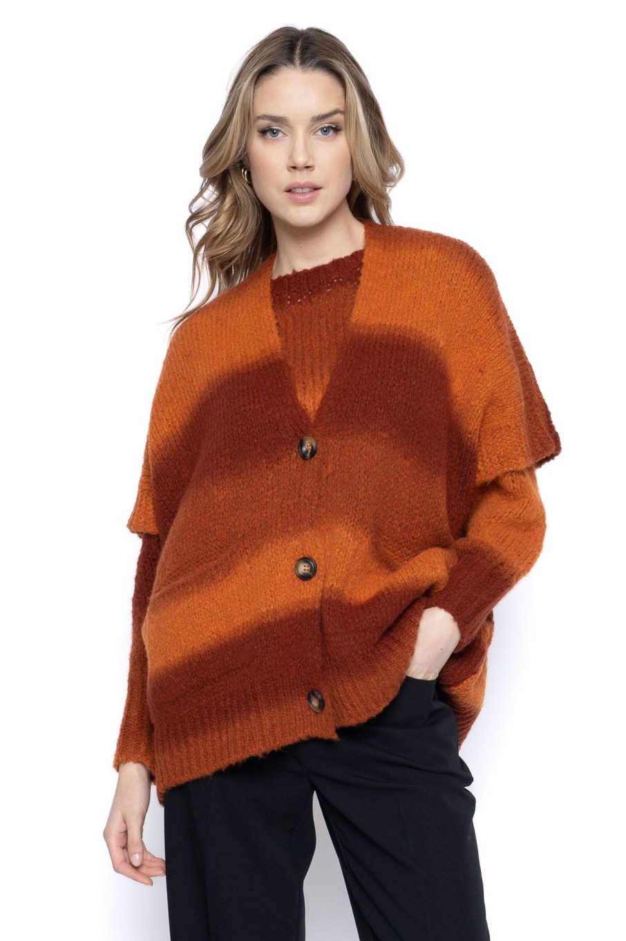 Picadilly Canada | Oversized Cardigan With Pockets Paprika Multi