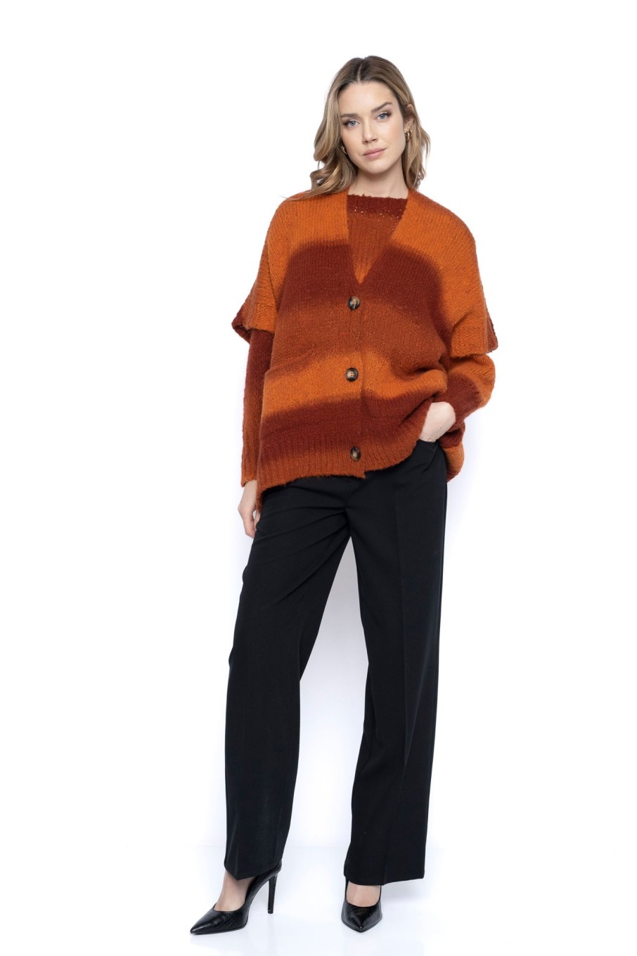 Picadilly Canada | Oversized Cardigan With Pockets Paprika Multi