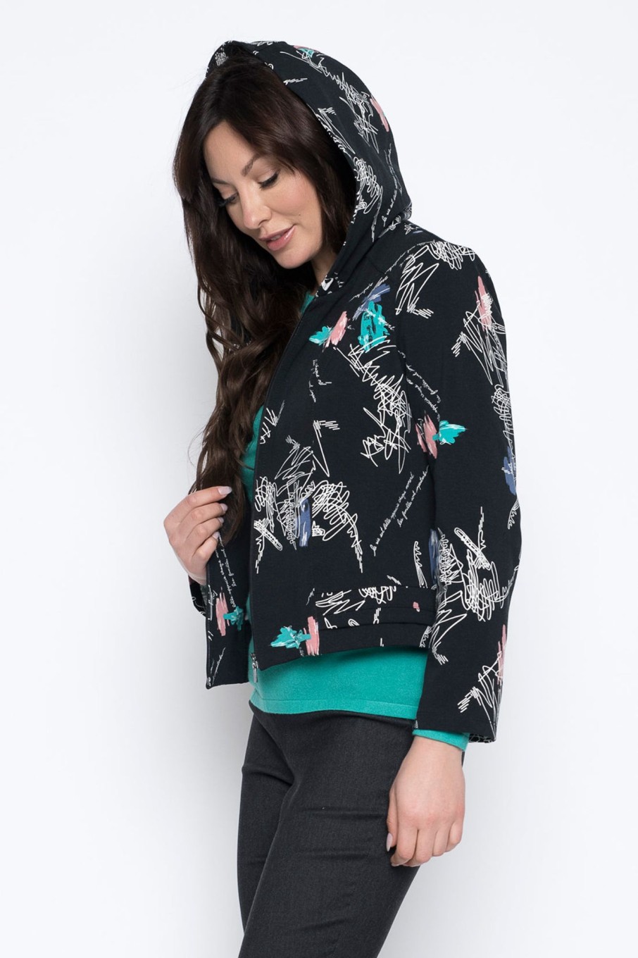 Picadilly Canada | Zip-Front Hooded Jacket Black Multi