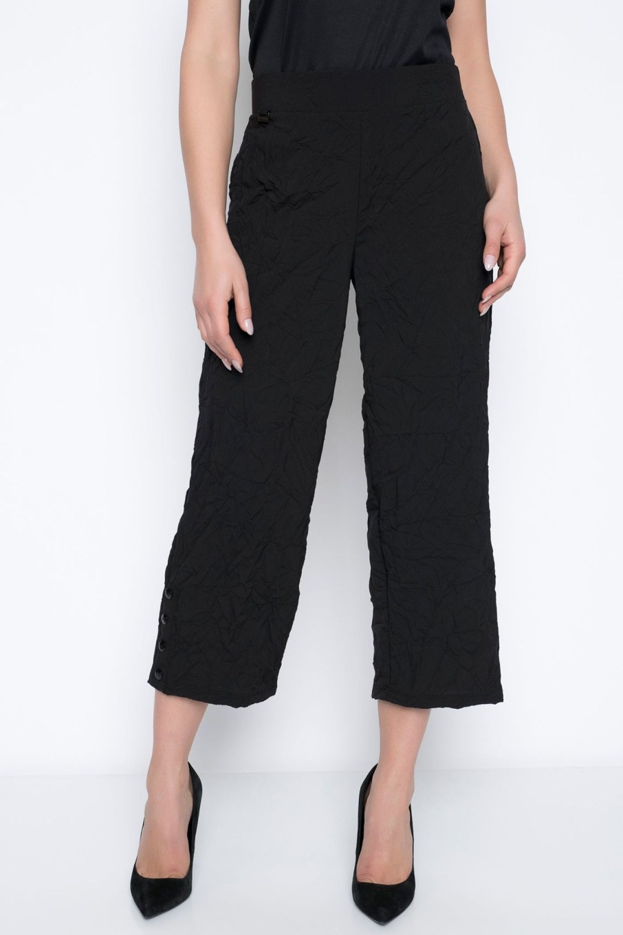 Picadilly Canada | Button-Trim Wide Leg Pant Black