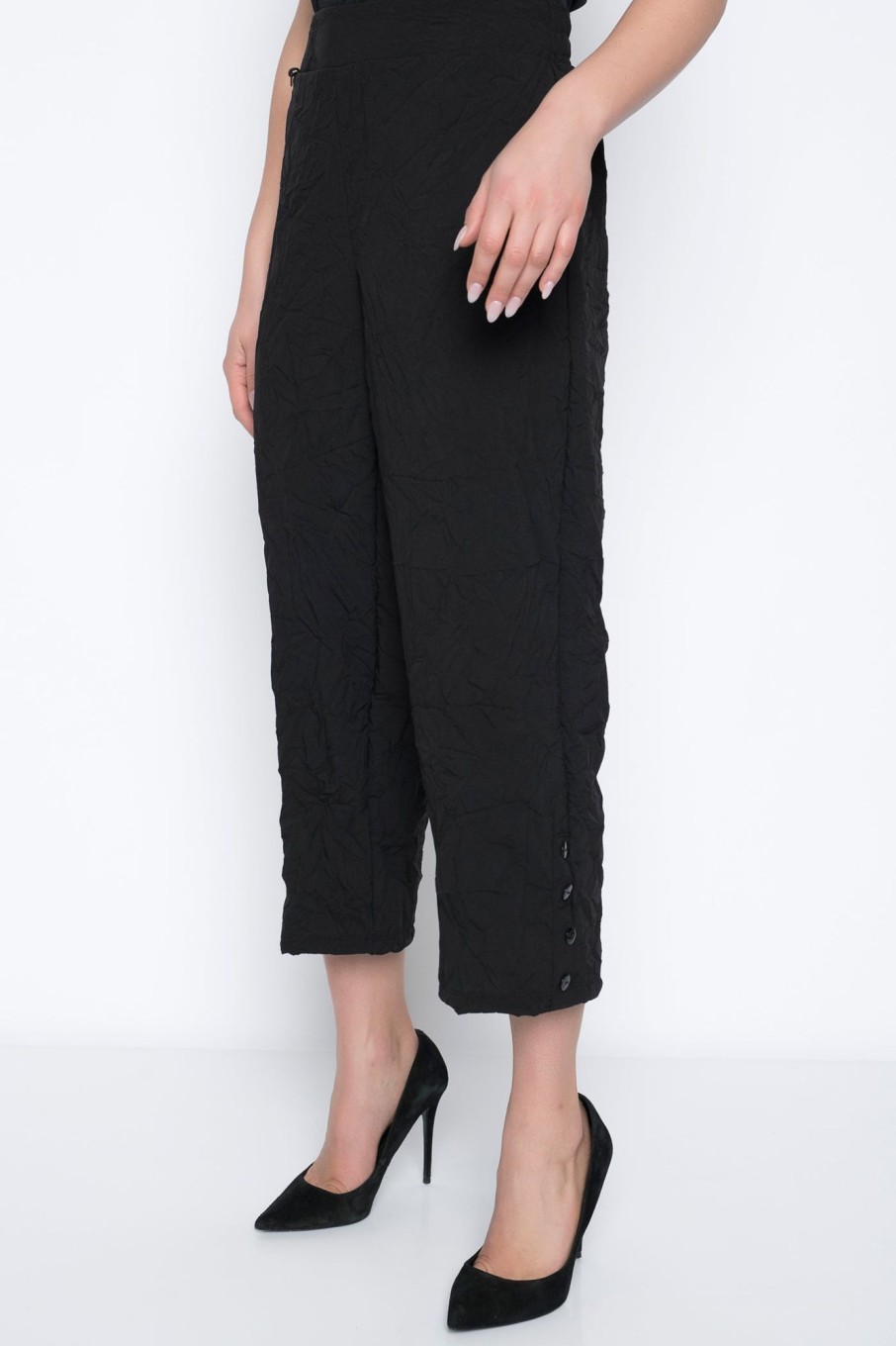 Picadilly Canada | Button-Trim Wide Leg Pant Black