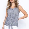 Picadilly Canada | Tie-Front Tank Grey / White