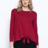 Picadilly Canada | Tie-Front Embellished Top Baked Red