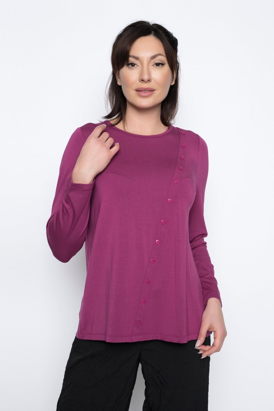 Picadilly Canada | Long Sleeve Button-Trim Top