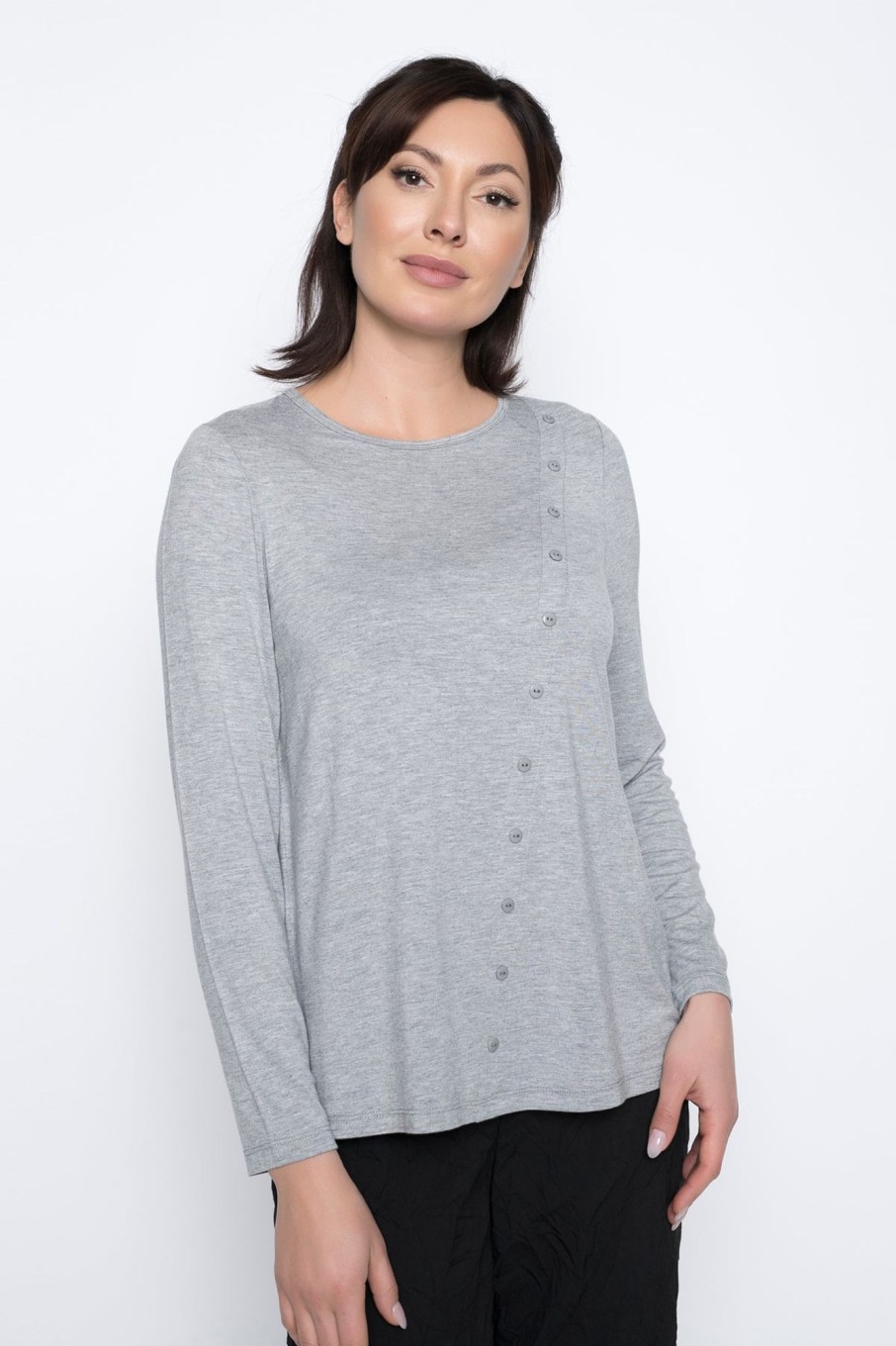 Picadilly Canada | Long Sleeve Button-Trim Top