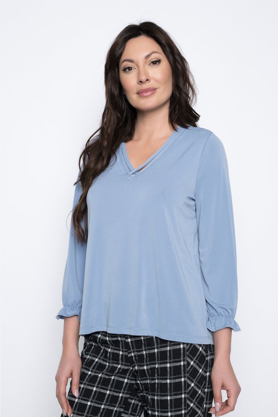 Picadilly Canada | Gathered Sleeve V-Neck Top