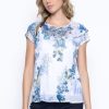 Picadilly Canada | Floral Ruffle Trim Top Denim Multi