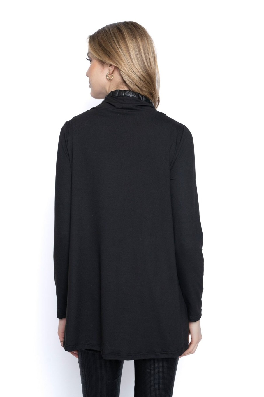 Picadilly Canada | Drawstring Cowl Neck Top Black