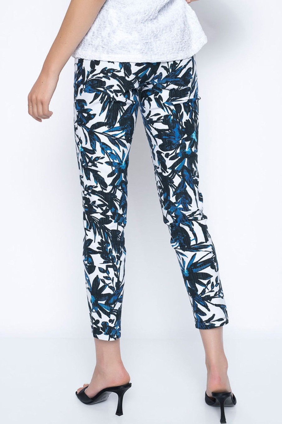 Picadilly Canada | Lush Botanical Print Pull-On Straight Leg Pants Blue Multi