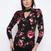 Picadilly Canada | Side Ruched Cut Out Top Rosewood Multi