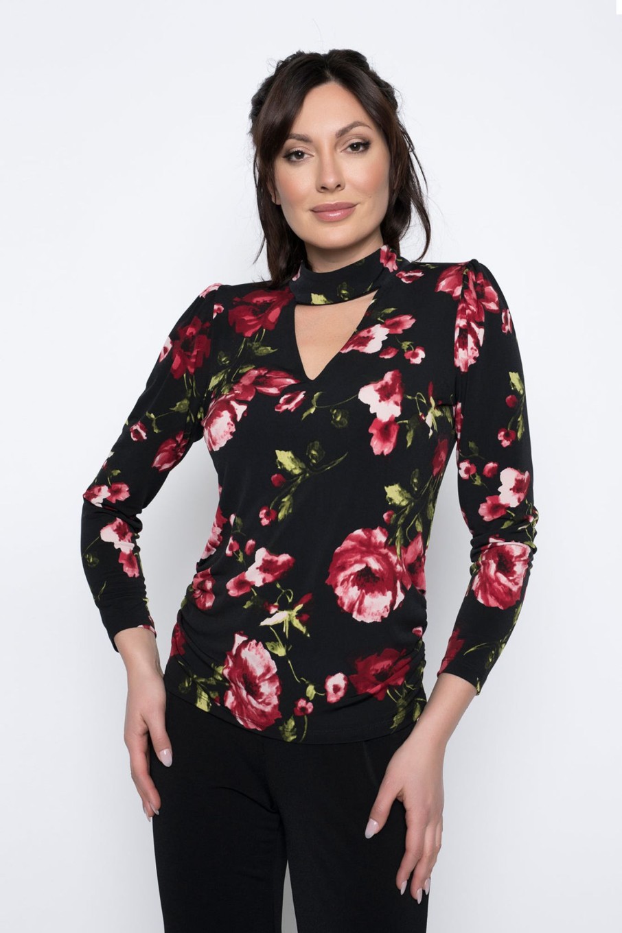 Picadilly Canada | Side Ruched Cut Out Top Rosewood Multi