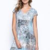 Picadilly Canada | V-Neck Cap Sleeve Dress Blue/Taupe