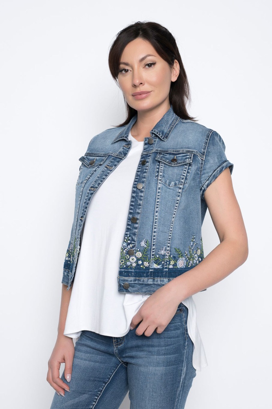 Picadilly Canada | Embroidered Short Sleeve Jacket Denim