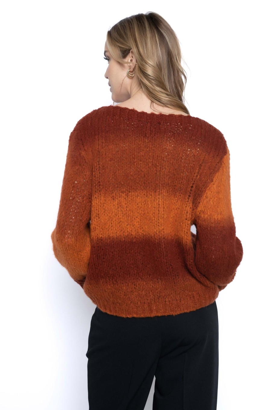 Picadilly Canada | Crew Neck Ombre Sweater Top Paprika Multi