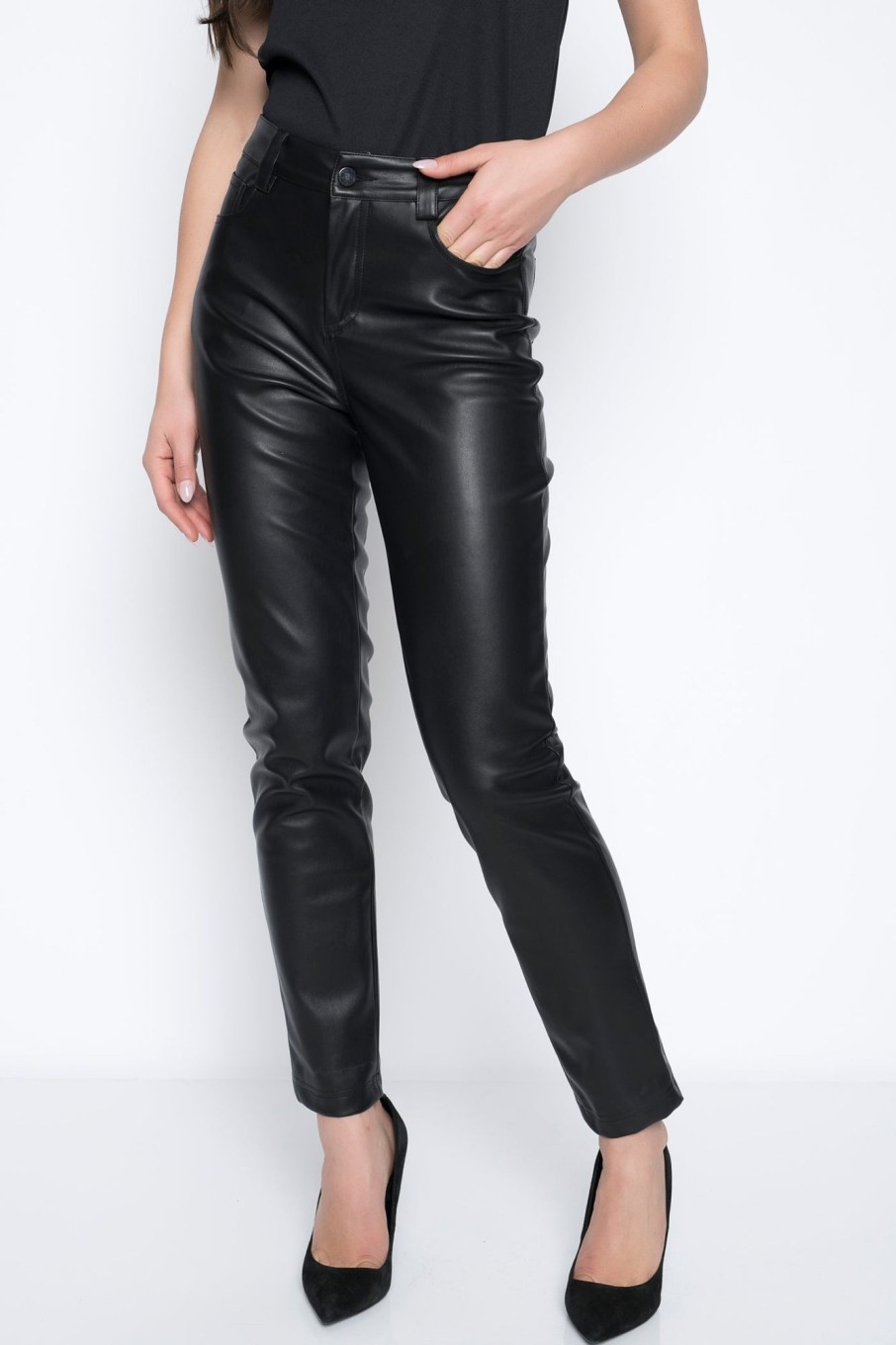 Picadilly Canada | Slim-Leg Faux Leather Pants Black