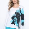 Picadilly Canada | Embellished Long Sleeve Crew Neck Top Blue Multi