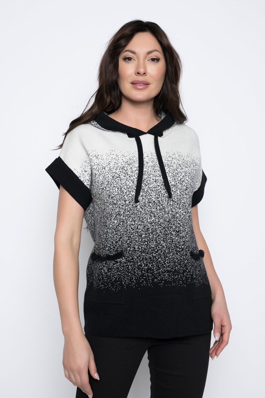 Picadilly Canada | Hooded Sweater Top With Pockets Black/Offwhite