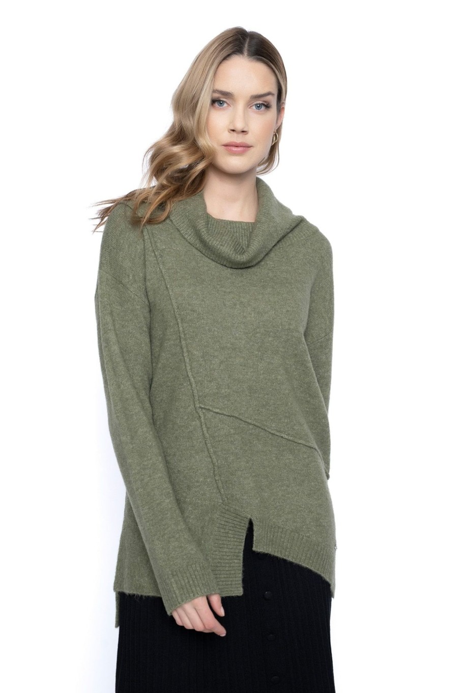 Picadilly Canada | Draped Neck Asymmetrical Sweater Top