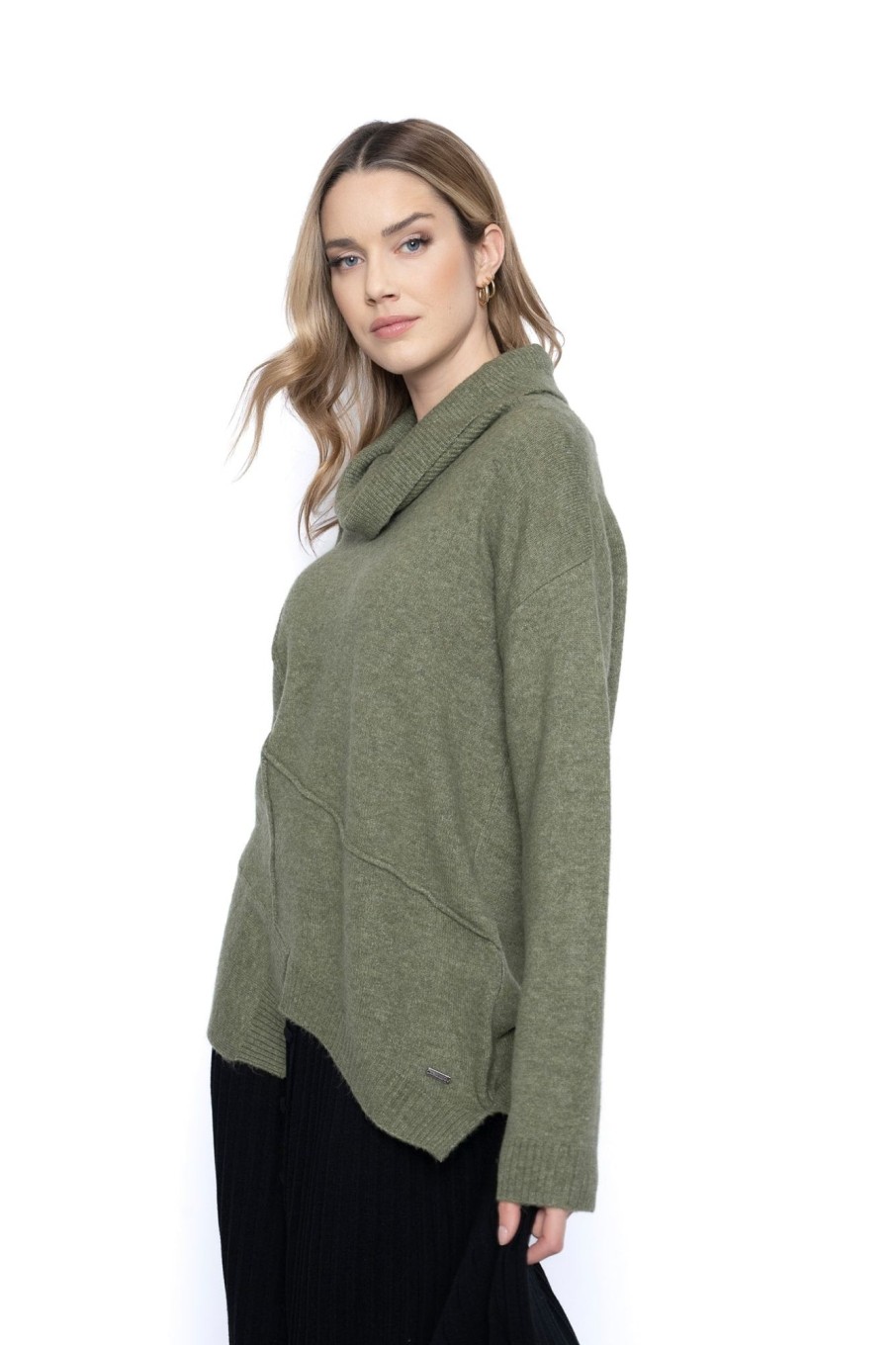 Picadilly Canada | Draped Neck Asymmetrical Sweater Top