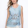 Picadilly Canada | Tie-Front Tank Blue/Taupe