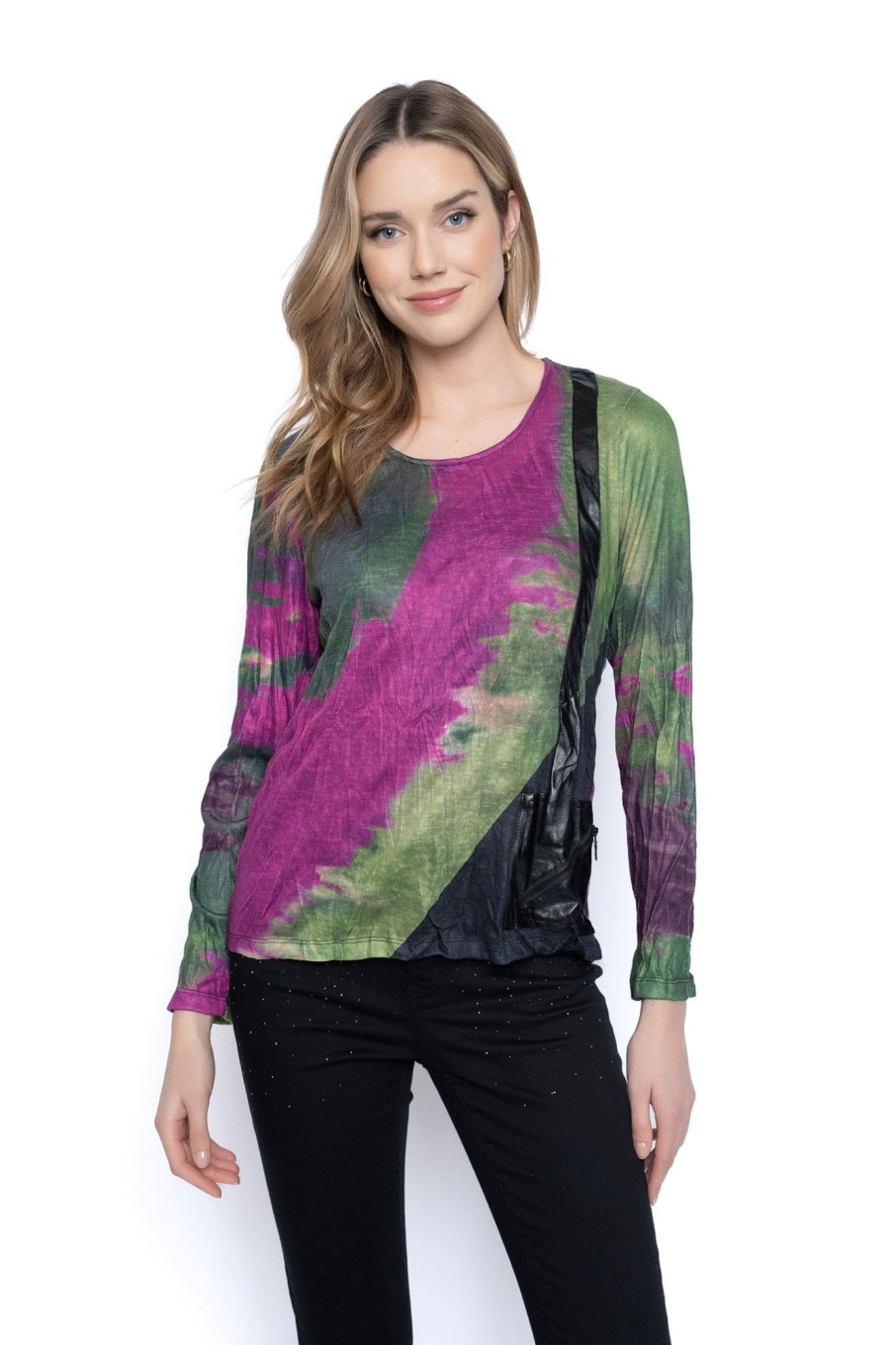 Picadilly Canada | Crinkled One-Pocket Top Magenta Multi