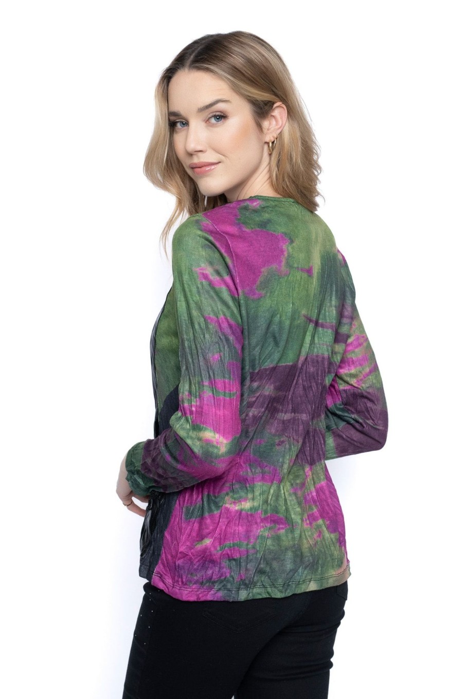 Picadilly Canada | Crinkled One-Pocket Top Magenta Multi