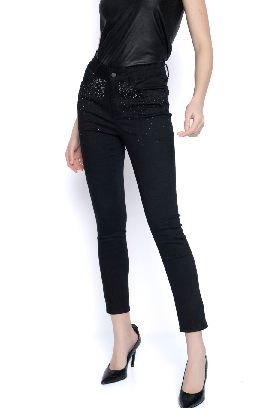 Picadilly Canada | Rhinestone Embellished Jeans Black