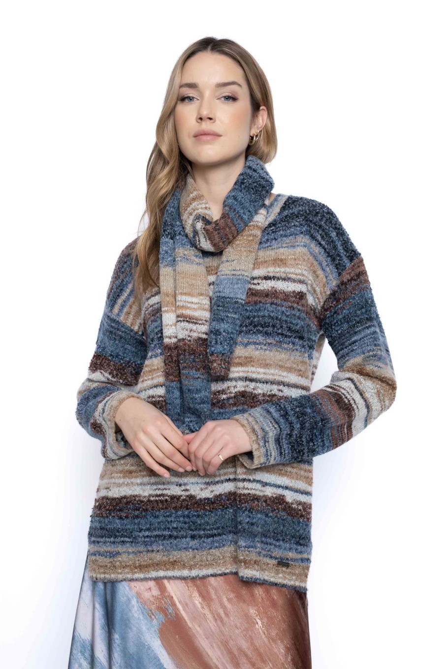 Picadilly Canada | Space Dyed Sweater Top Blue/Taupe