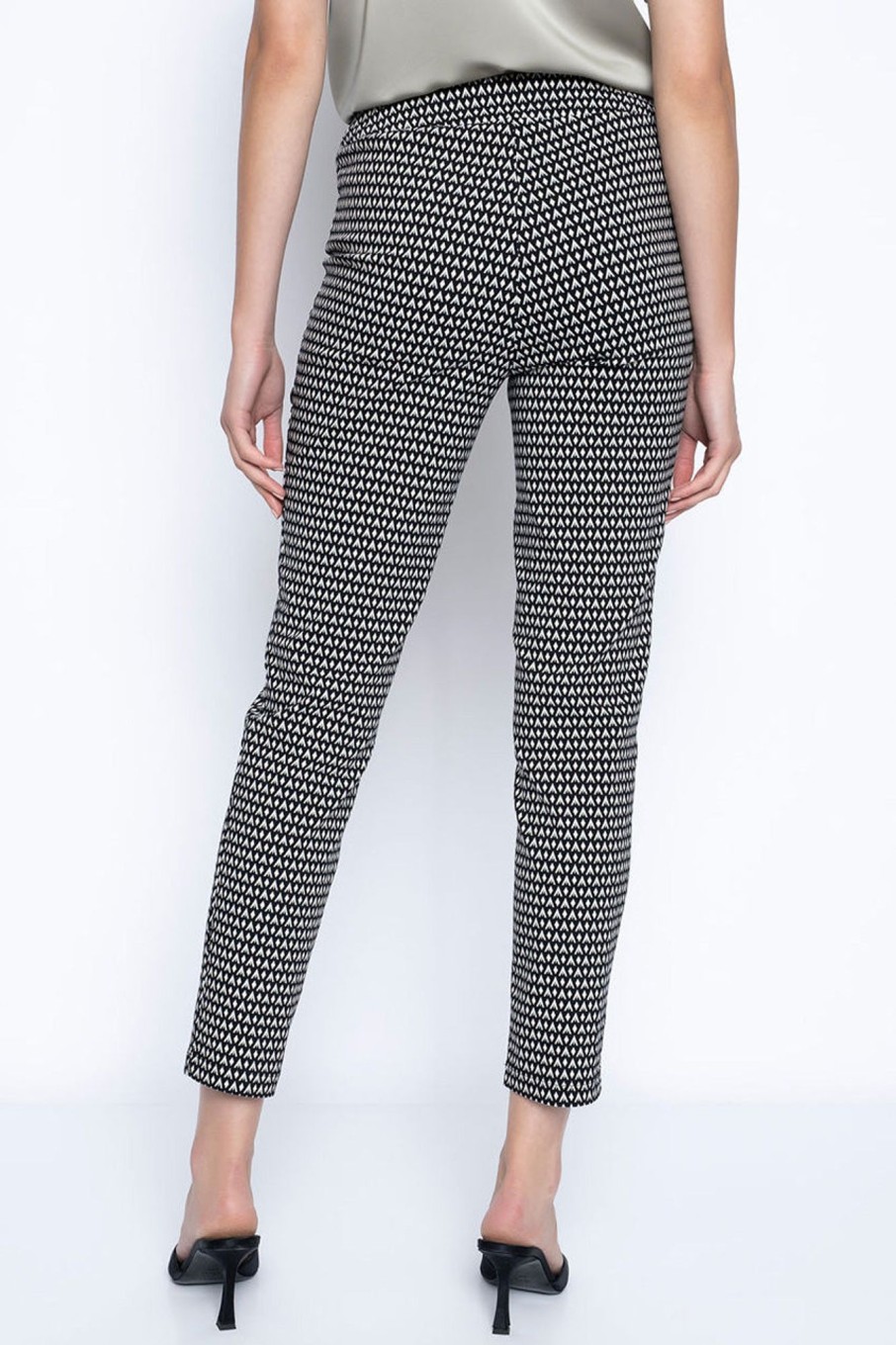 Picadilly Canada | Geo Print Pull-On Straight Leg Ankle Pants Sage Multi