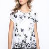 Picadilly Canada | Flower Field Short Sleeve Top Green Multi