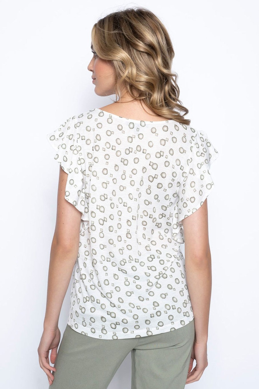 Picadilly Canada | Ruffle Trim Top Sage Multi