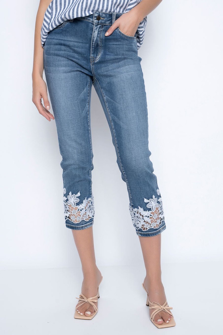 Picadilly Canada | Cut-Out Embroidered Jeans Denim