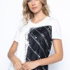 Picadilly Canada | Printed T-Shirt With Drape Detail Black/White