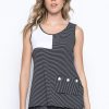 Picadilly Canada | Button Trim Tank With Pocket Black/White