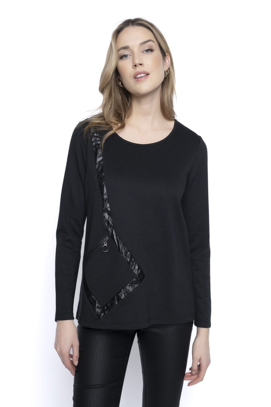 Picadilly Canada | Long Sleeve One-Pocket Top Black