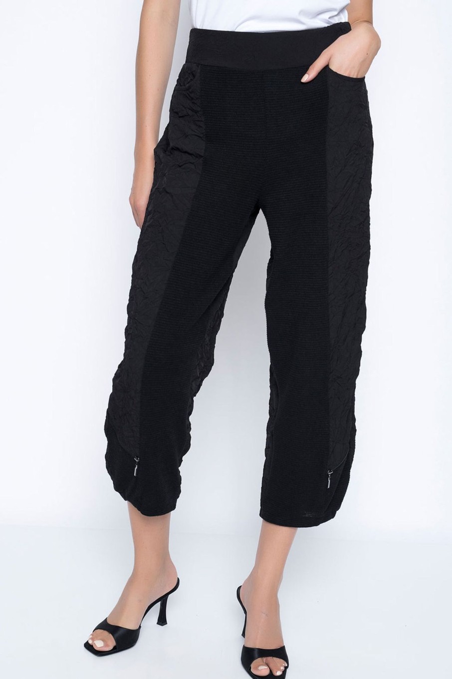 Picadilly Canada | Zipper Trim Bubble Hem Pant Black