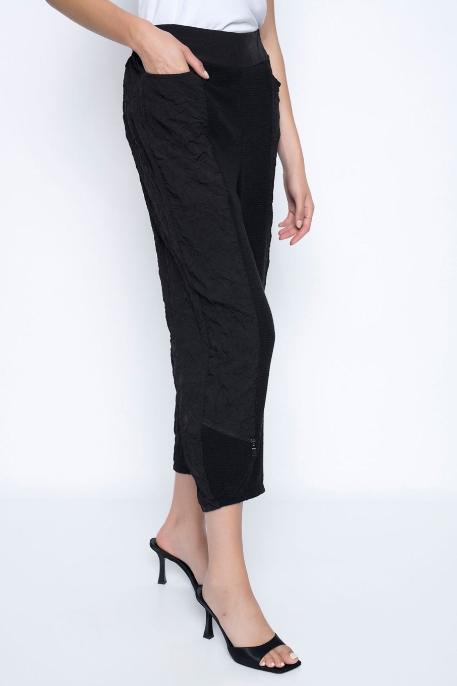 Picadilly Canada | Zipper Trim Bubble Hem Pant Black