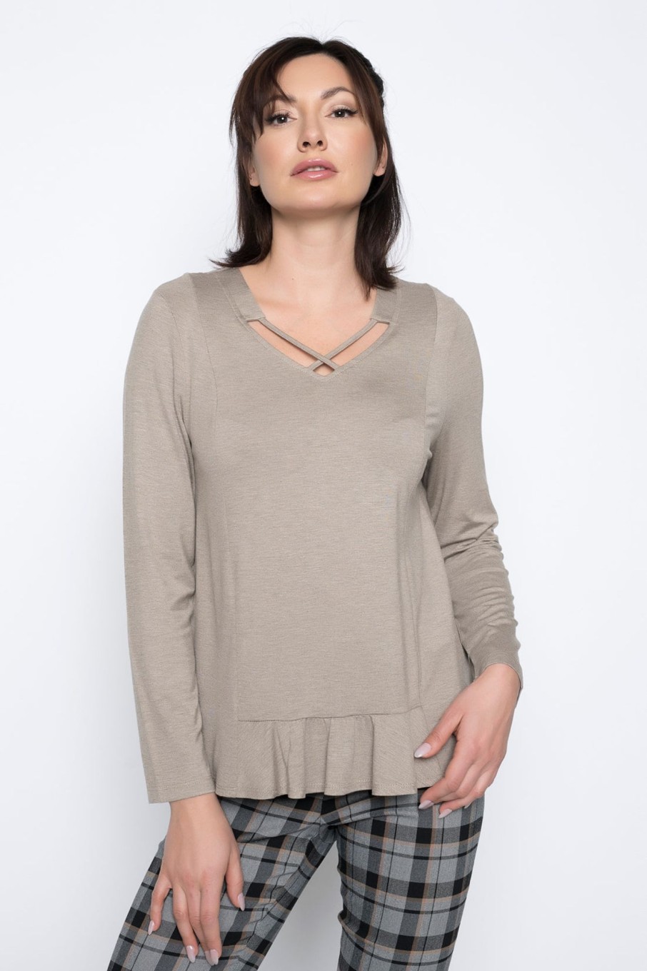 Picadilly Canada | V-Neck Ruffle-Trim Top