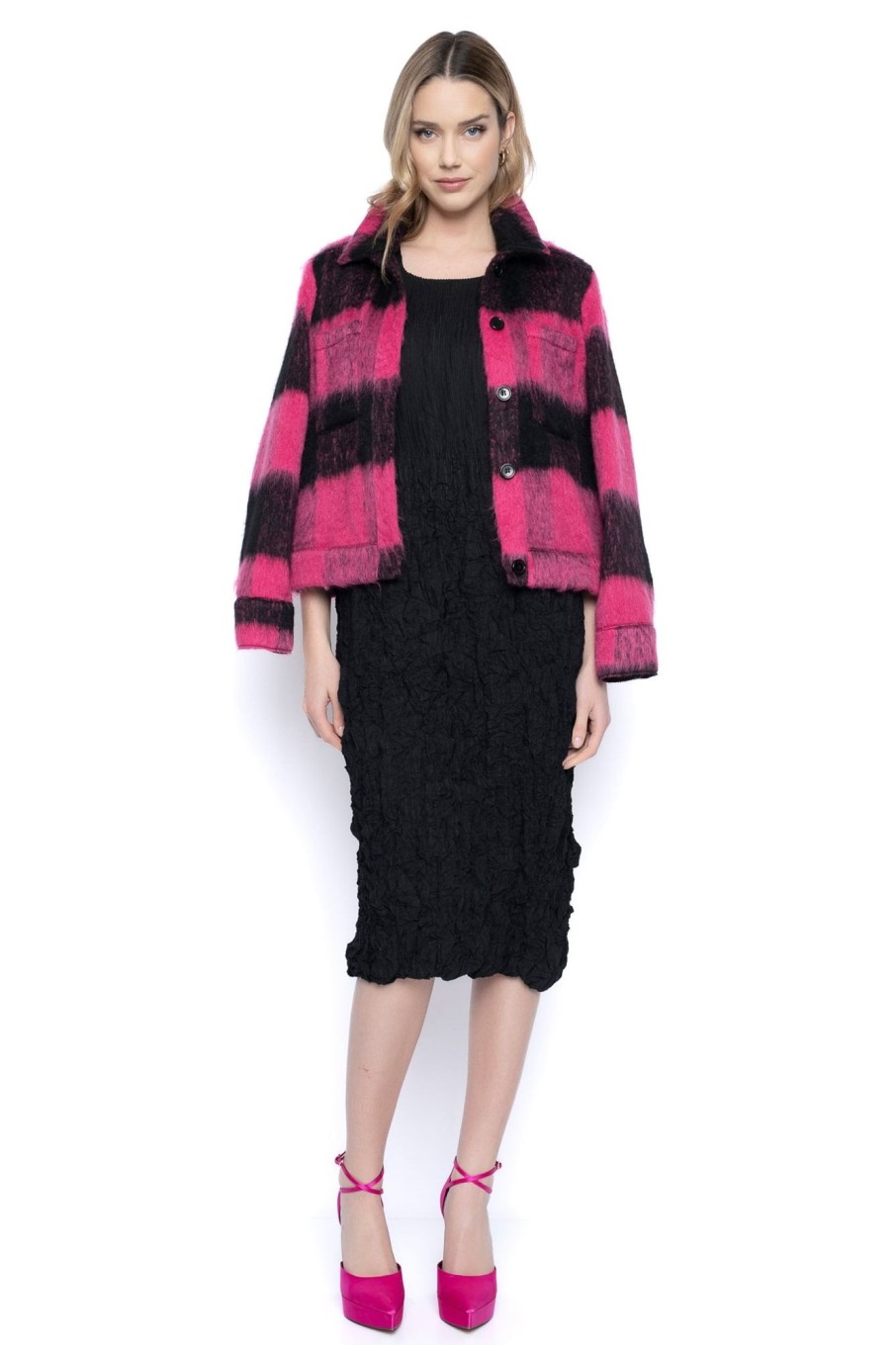 Picadilly Canada | Button-Front Cropped Jacket Pink/Black