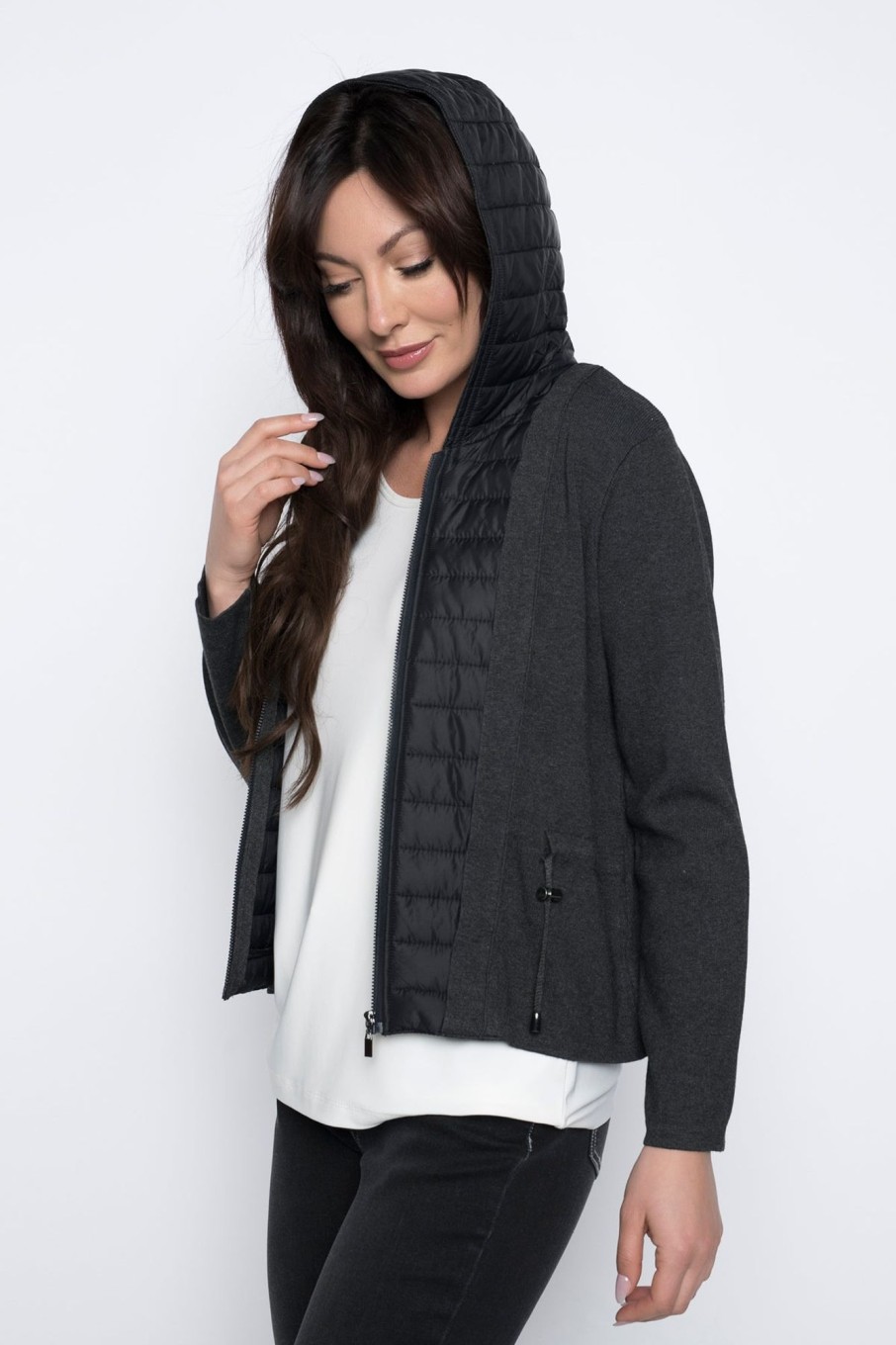 Picadilly Canada | Zip-Front Quilted Sweater Jacket