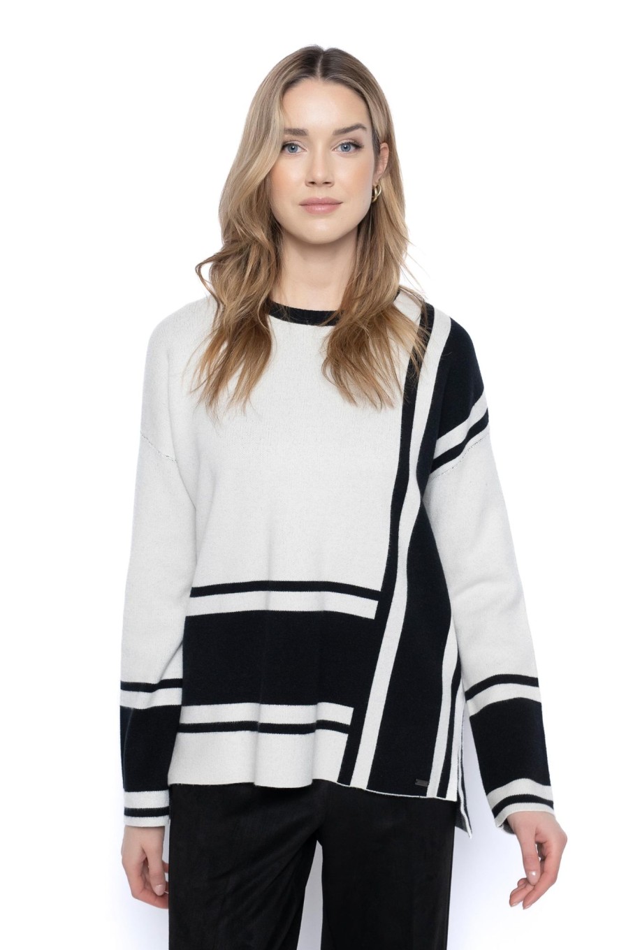 Picadilly Canada | Two-Tone Sweater Top Off-White/Black