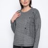 Picadilly Canada | Diagonal Seamed Top With Drawstrings Black/Grey