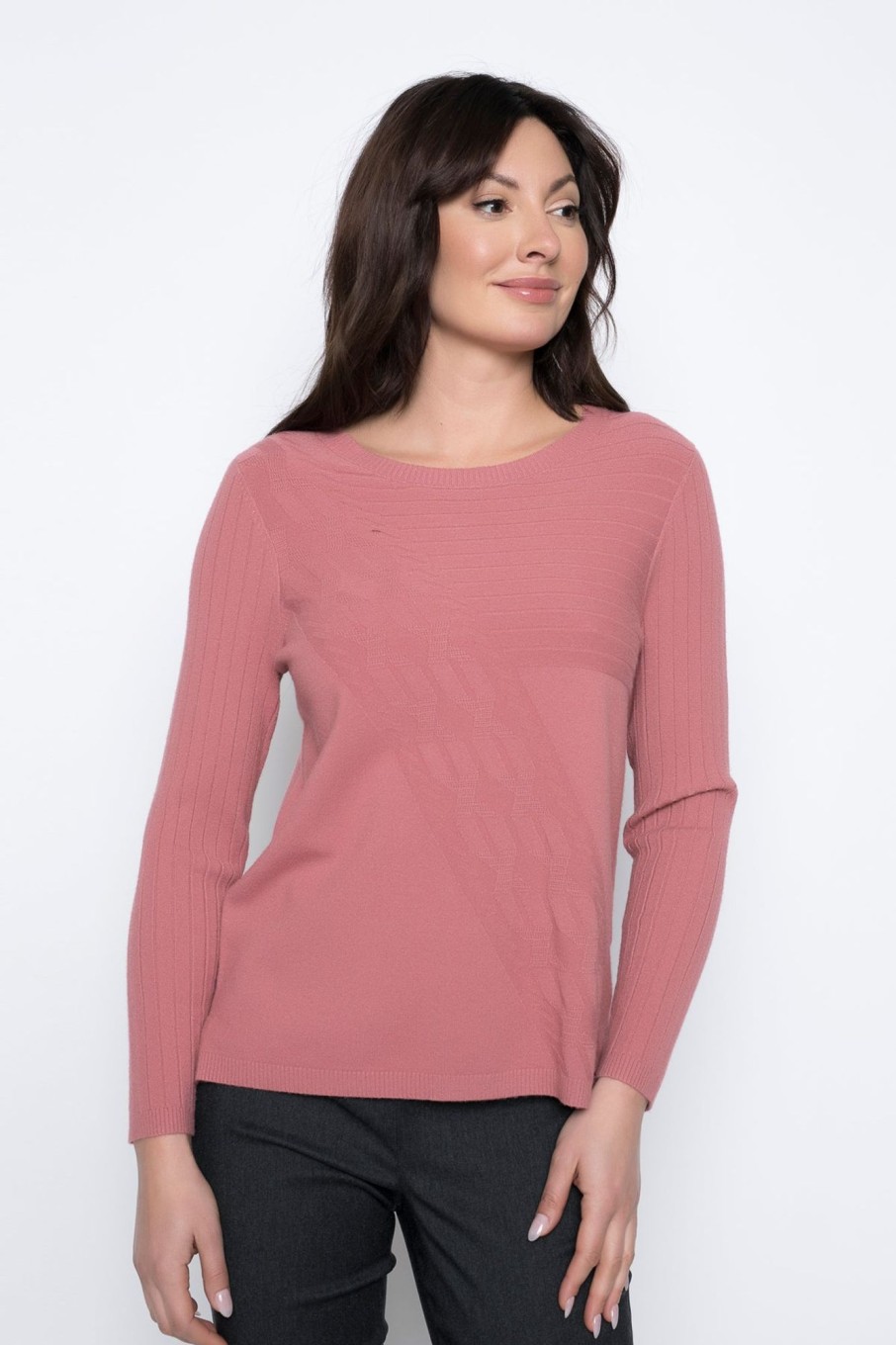 Picadilly Canada | Diagonal Cable Knit Top