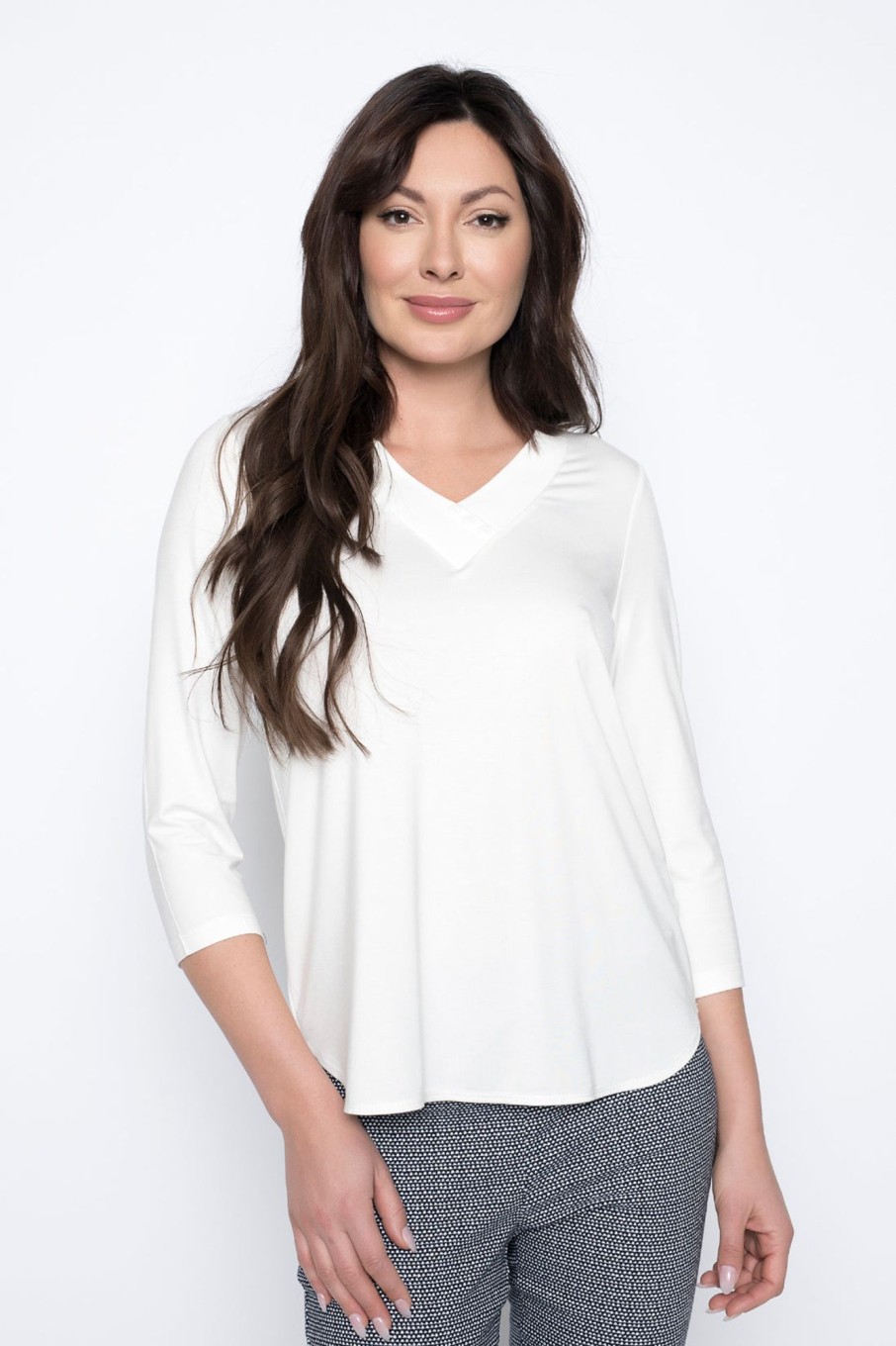 Picadilly Canada | 3/4 Sleeve Curved Hem Top