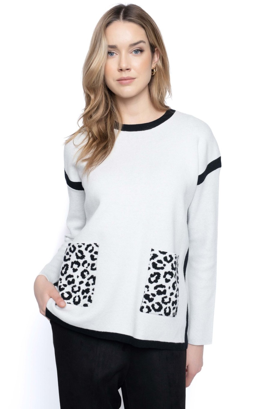 Picadilly Canada | Animal Pocket Sweater Top Off-White/Black