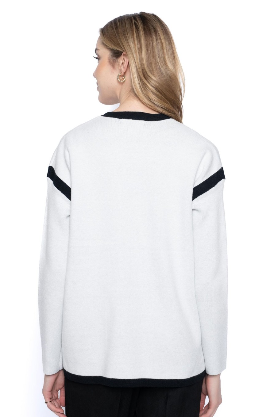 Picadilly Canada | Animal Pocket Sweater Top Off-White/Black